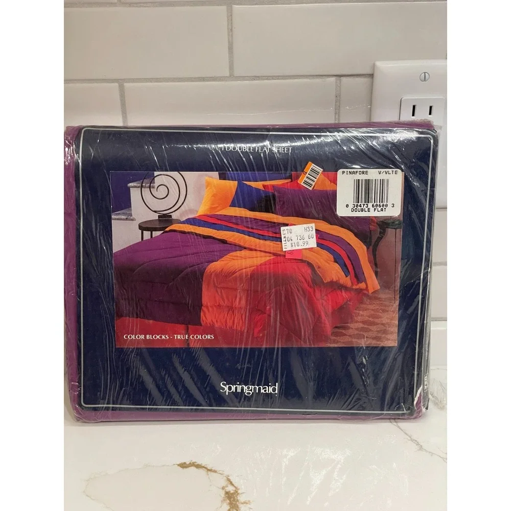 Vintage Springmaid Double/Full Flat Sheet Purple‎ Pinafore Percale New Sealed